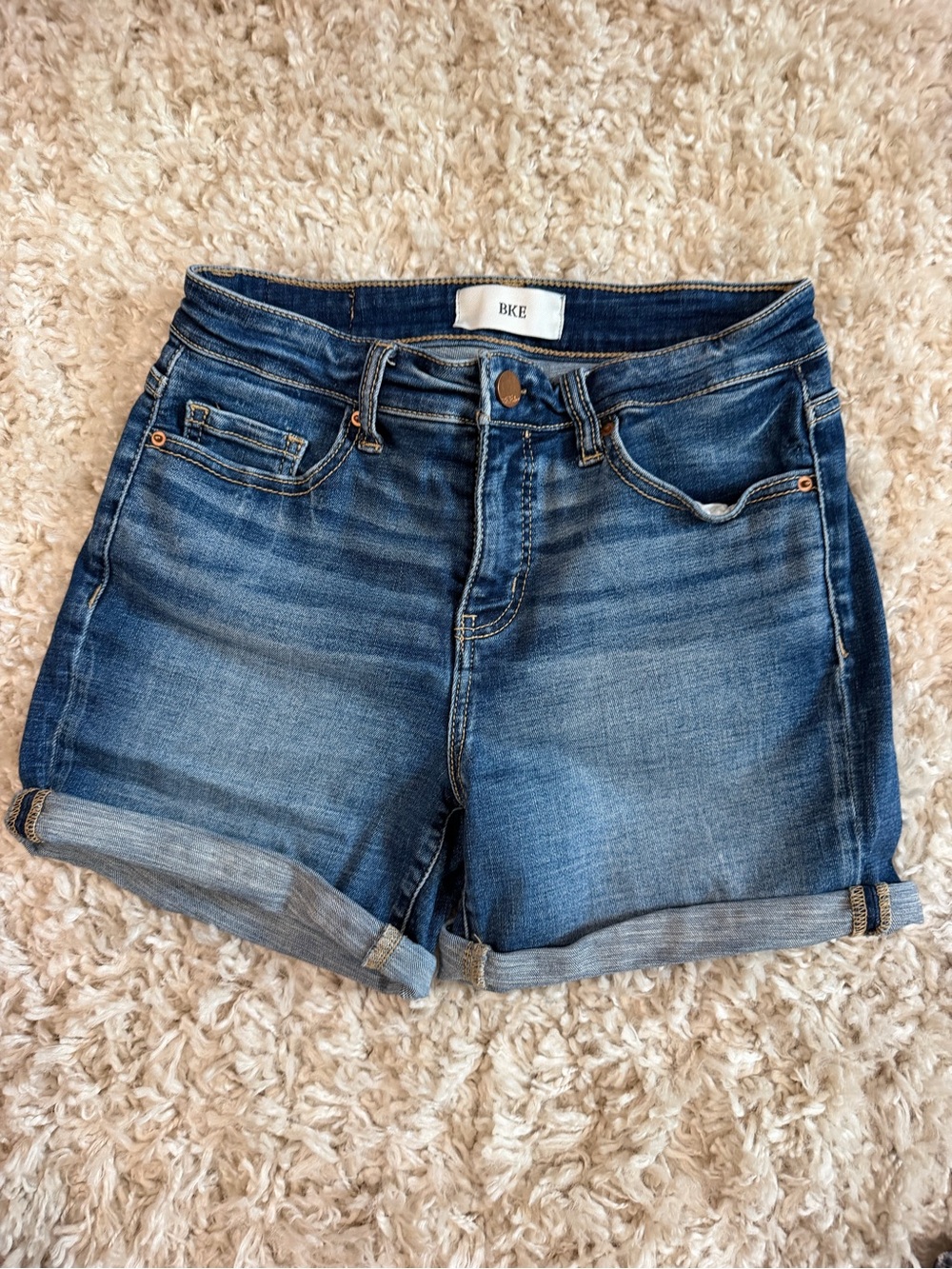 BKE Women's Medium Blue Rolled Cuff Denim Shorts. Gabby. Size 24.